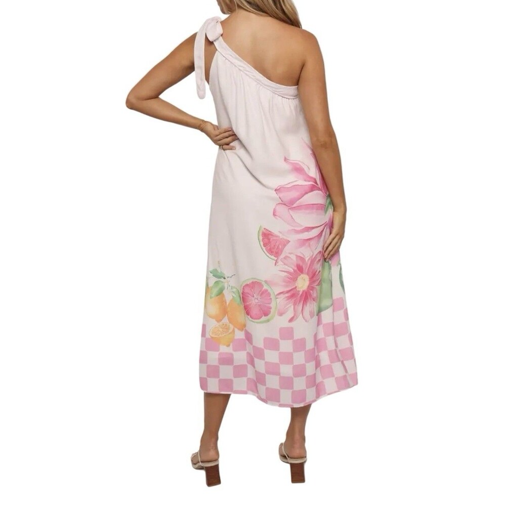 Petal and Pup Reagan One-Shoulder Linen Blend Lined Midi Dress Size Medium NWOT - Picture 4 of 8